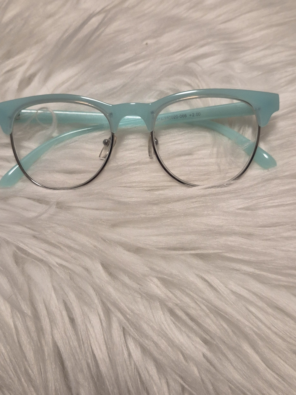 Aqua Blue Semi-Rim Cat Eye Optical Glasses